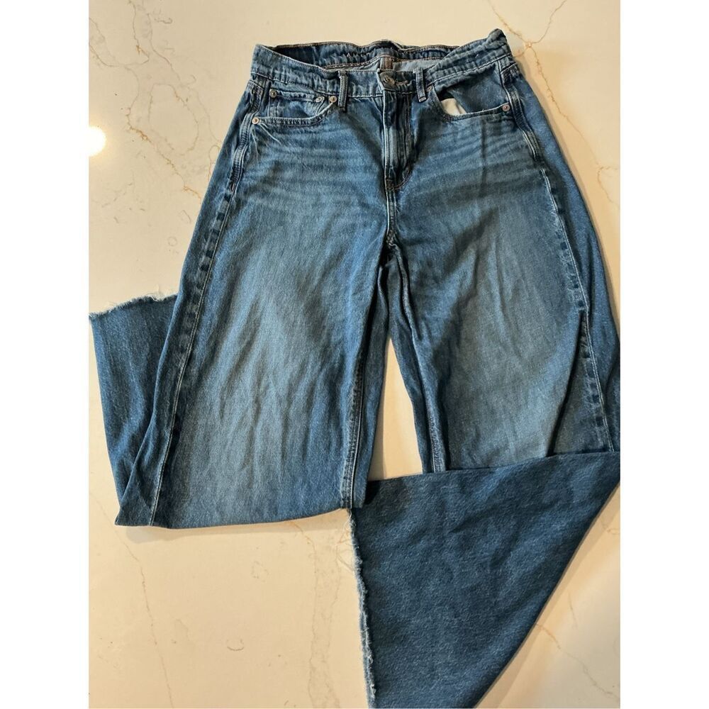 American Eagle Stretch Super High Rise Baggy Wide Leg Jeans Sz 2